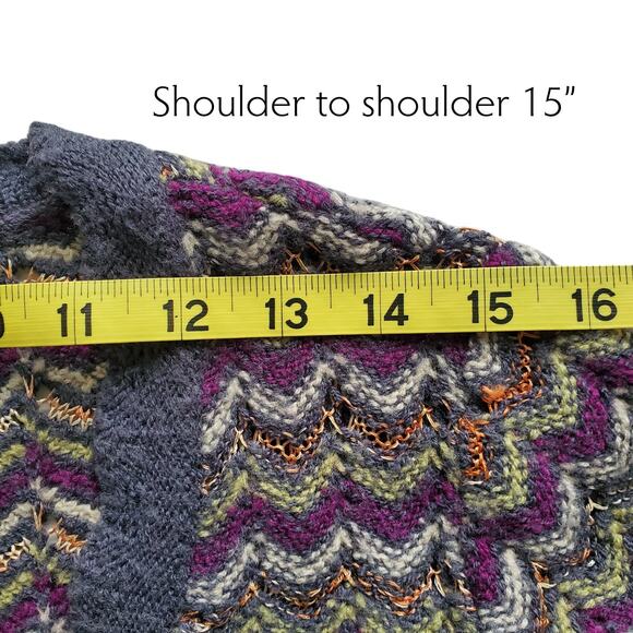 Missoni Vintage Wool Knit V-Neck Sweater Made in Italy Chevron Striped RARE Sz M - Picture 10 of 13